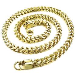 INBLUE 6MM Wide Chain Necklace for Men Women Boys Girls Stainless Steel Cuban Link Chain Necklaces Water Resistant Thick Metal Foxtail Chains (3 Colors - Silver Black Gold, 21.6 Inch Long)