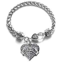 Inspired Silver - Silver Pave Heart Charm Bracelet with Cubic Zirconia Jewelry