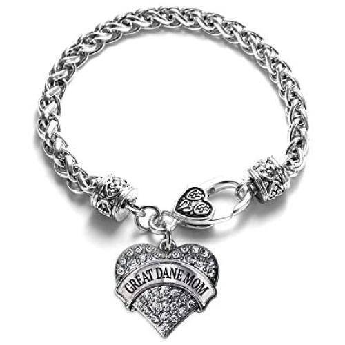 Inspired Silver - Silver Pave Heart Charm Bracelet with Cubic Zirconia Jewelry