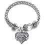 Inspired Silver - Silver Pave Heart Charm Bracelet with Cubic Zirconia Jewelry