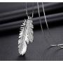 ALAIX Womens Necklace Silver Chain Necklaces with Leaf Shiny Bling Sparkle Pendant Sweater Necklace Long for Women