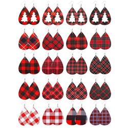 20 Pairs Christmas Earrings for Women Buffalo Plaid Earrings Christmas Tree Earrings Xmas Drop Earrings Christmas Jewelry Set Christmas Accessories for Women Girls