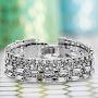 Steve Madden Silver Tone Rhinestone Layered Bangle Bracelet For Women, White, one size (SMB509831RH)