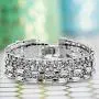 Steve Madden Silver Tone Rhinestone Layered Bangle Bracelet For Women, White, one size (SMB509831RH) Steve Madden Silver Tone Rhinestone Layered Bangle Bracelet For Women, White, one size (SMB509831RH)