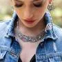 Paz Creations ♥925 Sterling Silver Blue Topaz Statement Necklace