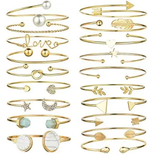 Cocazyw 19PCS Multiple Layered Stackable Bracelet for Women Open Cuff Wrap Bracelet for Girls Rose Gold Cuff Bracelets for Women Jewelry Adjustable Gold Bangles Set Gifts Cocazyw 19PCS Multiple Layered Stackable Bracelet for Women Open Cuff Wrap Bracelet for Girls Rose Gold Cuff Bracelets for Women Jewelry Adjustable Gold Bangles Set Gifts
