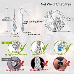FaithHeart Vintage Sterling Silver Celtic Knot Drop Earrings with Heart Birthstone Charms for Women Hypoallergenic Dangling Earring Birthday Jewelry