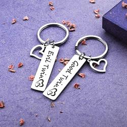Twin Jewelry Set of 2 Good Twin Evil Twin Keychain Sister Brother Gift Cross Keychain for Twins(Good Evil Twin-KR)