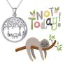 TRISHULA Sloth Necklace 925 Sterling Silver Cute Animal Sloth on Tree of Life Charm Pendant Jewelry Gifts for Sloth Lovers