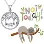 TRISHULA Sloth Necklace 925 Sterling Silver Cute Animal Sloth on Tree of Life Charm Pendant Jewelry Gifts for Sloth Lovers