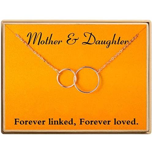 Ldurian Necklace Two Interlocking Infinity 2 Circles Pendants, Women Jewelry, Birthday Gift for Mother Daughter Aunt Niece Cousin Sisters Friends…