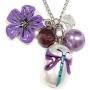 Linpeng Dragonfly Beads Necklace Earrings Jewelry Set, Violet