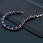 Gem Stone King 7 Inch Purple and White CZ Bracelet Set With Matching 2 Inch Pear shape Dangle Earrings