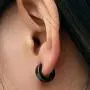 Zysta Pair Fake Hoop Earring Studs Mens Womens Silver Black Stainless Steel Huggie 8mm Diameter Ear Lobe Helix Non-Piercing Clip On Zysta Pair Fake Hoop Earring Studs Mens Womens Silver Black Stainless Steel Huggie 8mm Diameter Ear Lobe Helix Non-Piercing Clip On