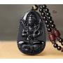100% Pure Obsidian Natural Pendant Necklace Zodiac Bodhisattva Amulet Talisman