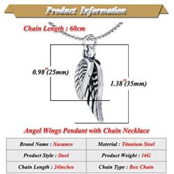 Xusamss Punk Jewelry Titanium Steel Angel Wings Pendant Necklace