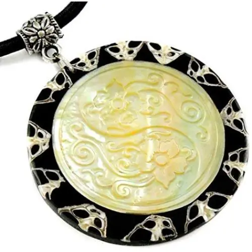 Hand Carved Mother of Pearl Shell Cone Shell Pendant Cord Necklace Women Jewelry EA342 Hand Carved Mother of Pearl Shell Cone Shell Pendant Cord Necklace Women Jewelry EA342