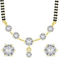 Efulgenz Gold Tone Indian Bollywood Ethnic Round Traditional Mangalsutra Pendant with Chain and Earrings Jewelry for Women