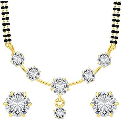 Efulgenz Gold Tone Indian Bollywood Ethnic Round Traditional Mangalsutra Pendant with Chain and Earrings Jewelry for Women