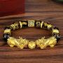 CASDAN 2Pcs Feng Shui Good Luck Bracelets for Men Women Obsidian Bead Chinese Dragon Lucky Charm Bracelet Pixiu Pi Yao Attract Wealth Money Feng Shui Jewelry