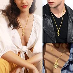 GOLDCHIC JEWELRY Gold Plated Dragon/Buddha Totem Pendant with 51cm+5cm Extender Chain, Men Women Chinese Religion Lucky Amulet Protection Fengshui Jewelry