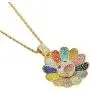 OPENDGO Hip Hop 18K Gold Plated Rotatable Sunflower Necklace for Women CZ Stone Cubic Zirconia Men Women Necklace Rapper Jewelry Diamond Necklace 24'' Rope Chain