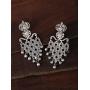 Aheli Bollywood Designer Indian Faux Kundan Stone Enamel Pearl Chandbali Dangle Earrings Ethnic Wedding Jewelry for Women