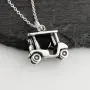 Sterling Silver 3D Golf Cart Charm Necklace, 18'' Cable Chain