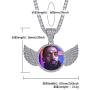 GUCY Personalized Custom Picture/Photo Pendant Necklace Women Men Iced Out Round Wings Heart Necklace Tennis Chain