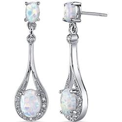 Created Opal Earrings Sterling Silver Oval Shape 3.50 Carats