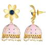 Aheli Beautiful Wedding Festive Wear Floral Design Dangle Jhumki Jhumka Earrings with Meenakari Work Indian Ethnic Fashion Jewelry for Women Girls