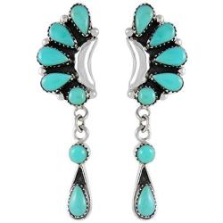 Turquoise Earrings 925 Sterling Silver & Genuine Turquoise (Select Color)