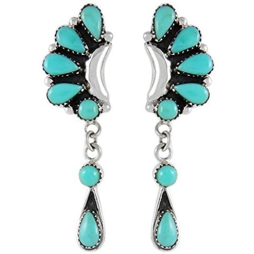 Turquoise Earrings 925 Sterling Silver & Genuine Turquoise (Select Color)