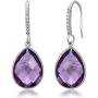 Gem Stone King 925 Silver Amethyst Pear Shape Pendant and Earrings Set (19.50 cttw Birthstone with 18 Inch Silver Chain)