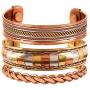 Touchstone Indian Handcrafted Healing Copper Bracelet Peace Chakra Yoga Meditation Mantra Jewelry Cuff for Women and Men.