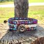 YGLINE Boho Handmade Natural Stone Bead 3 Row Wide Wrap Wrist Statment Bracelet Jewelry Collection