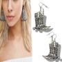 RechicGu Western West Cowgirl Texas Boots Spur Dangle Drop Earrings Rodeo Boho Fancy Dress Costume
