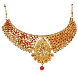 Bindhani Indian Jewelry Bollywood Style Wedding Bridal Bridemaids Gold Plated Kundan Choker Necklace Earrings Tikka Jewellery Set for Women