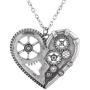 Lux Accessories Burnish Silver Vintage Steampunk Gearwork Heart Charm Necklace