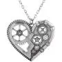 Lux Accessories Burnish Silver Vintage Steampunk Gearwork Heart Charm Necklace Lux Accessories Burnish Silver Vintage Steampunk Gearwork Heart Charm Necklace