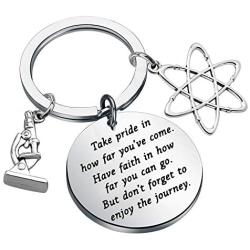 FUSTMW Science Keychain Chemistry Science Gifts Atom Microscope Keychain Scientist Physicist Chemist Graduation Gift Biology Jewelry Science Lovers Gift