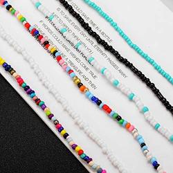 Wremily 4-12 Pieces Beaded Choker Necklaces for Women Girls Boho Seed Bead Choker Set Hawaiian Handmade Turquoise Beach Beads Necklace Chain Jewelry