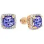 Dazzlingrock Collection 10K Ladies Square Frame Halo Stud Earrings, Rose Gold
