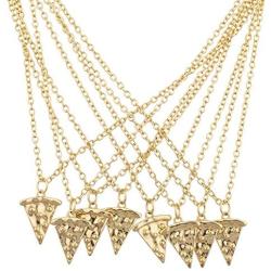 Lux Accessories BFF Best Friends Forever Pizza Pie Slice Necklace Set (8PC)