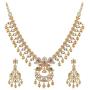 Tarinika Tanu Gold-Plated Indian Jewelry Set with Necklace and Earrings - White Red Green
