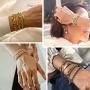 ÌF ME 9 PCS Chain Bracelets Set for Women Adjustable Fashion Paperclip Link Beaded Italian Cuban Chunky Flat Cable Chain Bracelets Jewelry for Women Girls Gift