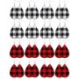 16 Pairs Christmas Plaid Dangle Earrings Faux Leather Dangle Earrings Long Plaid Earrings for Women Girls Favors (White and Black, Red and Black)