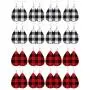 16 Pairs Christmas Plaid Dangle Earrings Faux Leather Dangle Earrings Long Plaid Earrings for Women Girls Favors (White and Black, Red and Black)