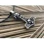 Trilogy Jewelry Pewter Thors Hammer with Skull Mjolnir Viking Pendant, Leather Necklace Trilogy Jewelry Pewter Thors Hammer with Skull Mjolnir Viking Pendant, Leather Necklace