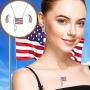 Lola Bella Gifts Crystal USA American Flag Pendant Necklace and Earrings Set with Gift Box
